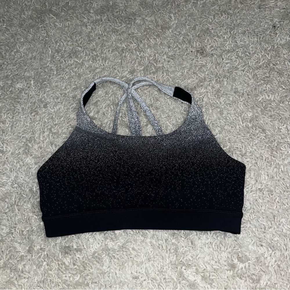 Lululemon Energy Bra Ombre Speckle Stop Jacuard EB White Black size 6